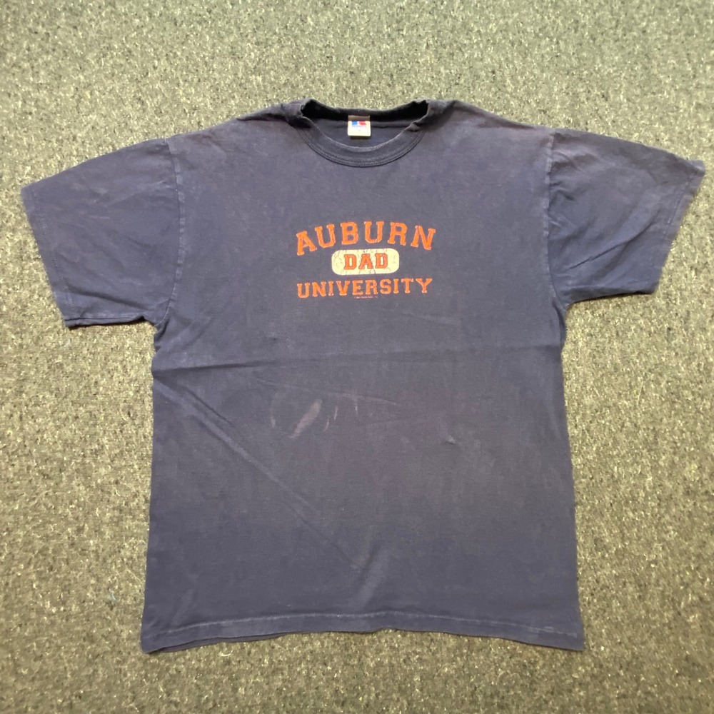 Russell Athletic Auburn University Shirt M Mens Navy Blue Vintage Dad Distressed
